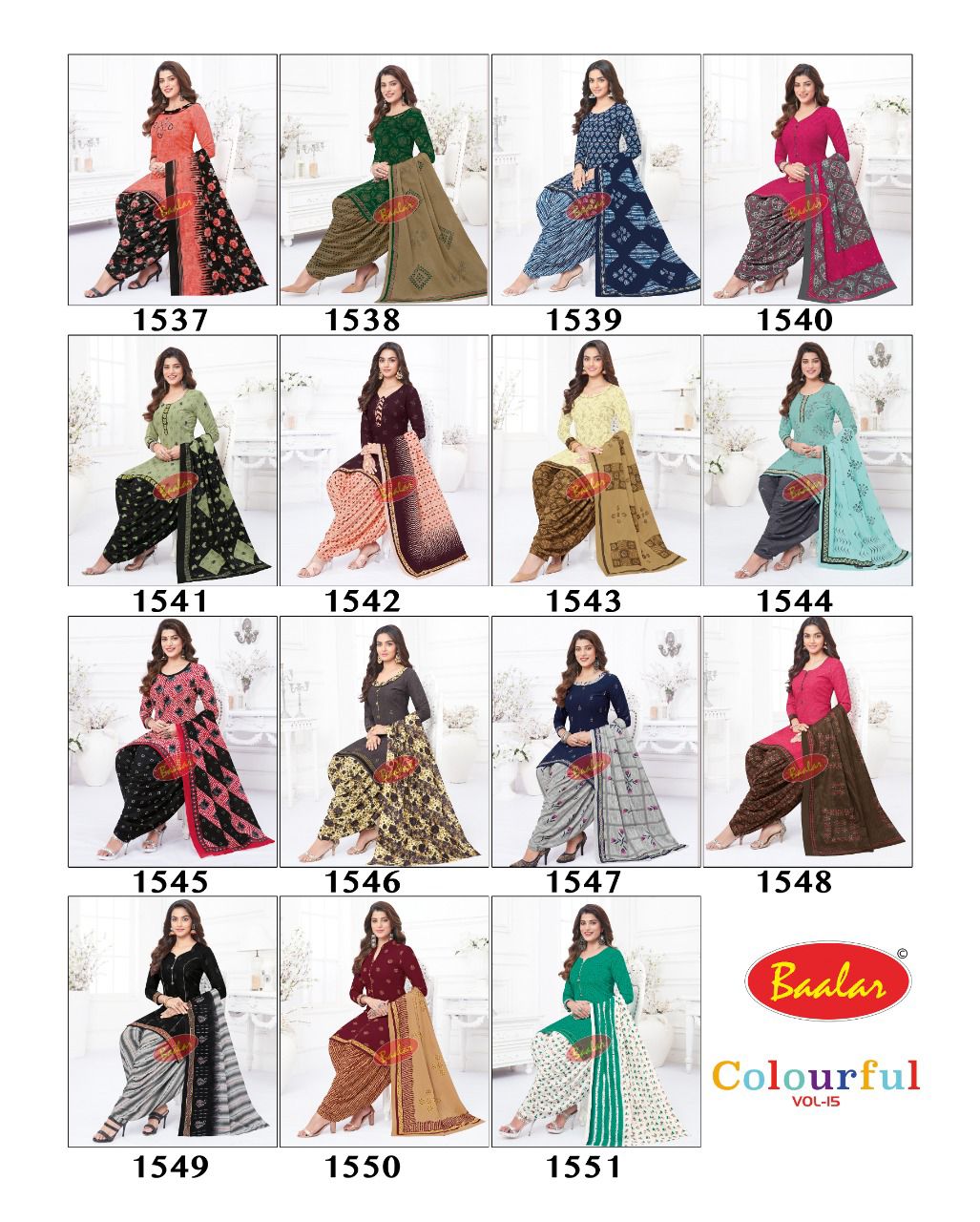 Baalar Colourful Vol 15 Regular Wear Wholesale Cotton Printed Readymade Suit
